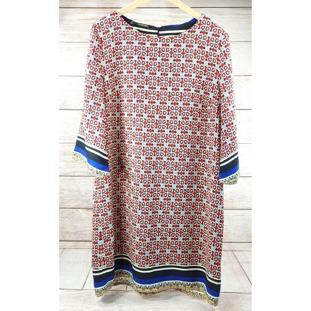 Women Golbary Tunic Boho Hippie Style Long Sleeve Top Dress Tank Abstract Print